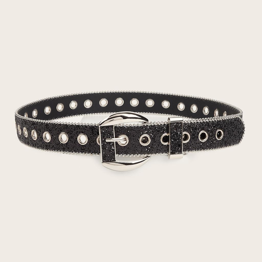 PU Belt with Shinning Adjust Pin Buckle Woman Full Sequins Waist Belts Girls Rhinestones Belt for Jeans Coat Skirt
