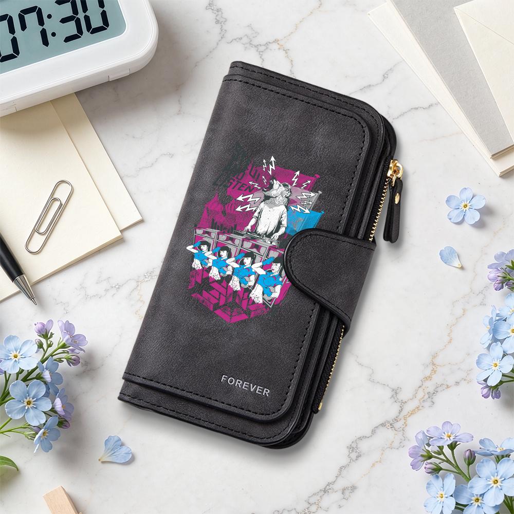Wolf Print Long Wallet Forever Stylish Casual Portable Multi Card Holder Purse