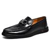 Rubber large size cowhide men's shoes mirror glossy plaid embossed style casual business foot leather shoes