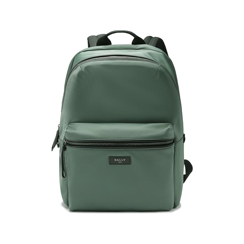 

Bally Letter Logo Patch Zipper Fabric Backpack Men Backpack Dark-Green 6303075 Basic Set (Bag+Dust Bag)