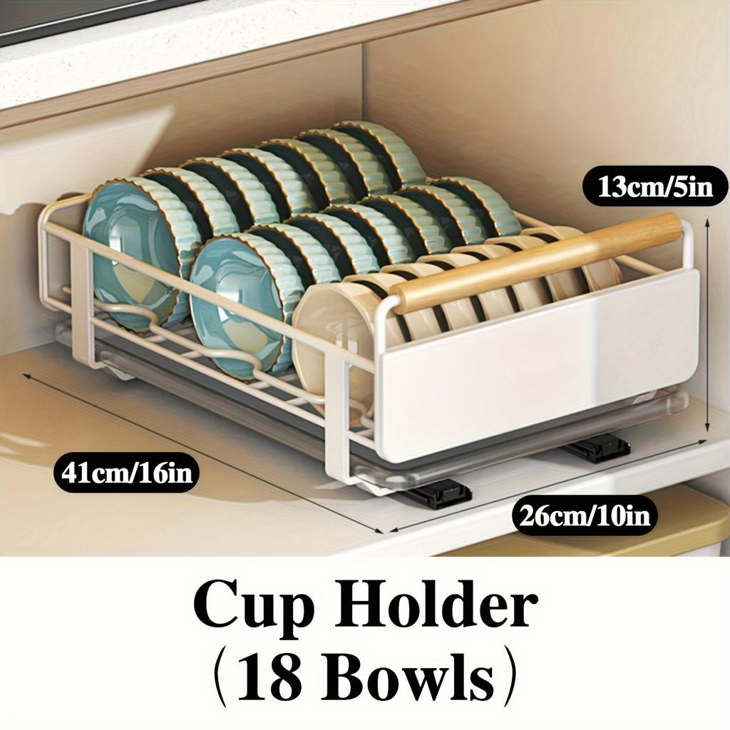 1pc Drawer Dish Rack, Pull Out Organiser, Slide Out Dish Organiser, Kitchenware, Cabinet Organiser, Home Organising and Storage Supplies