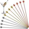 12Pcs Stainless Steel Cocktail Picks for Drinks Martini Olive Bloody Mary Bar Toothpicks Drink Garnish Appetizer Fruit Skewers