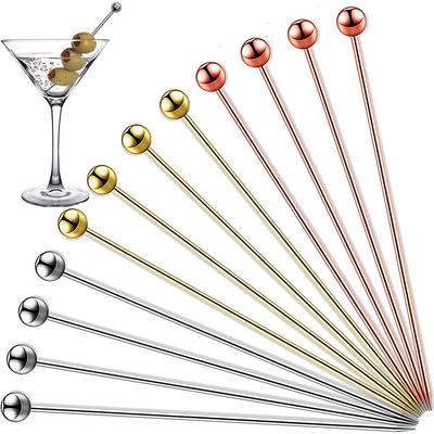 12 sztuk Wykałaczki Koktajlowe ze Stali Nierdzewnej do Napojów Martini Oliwek Bloody Mary Wykałaczki Barowe Dekoracje do Napojów Owoce Przekąski Szaszłyki