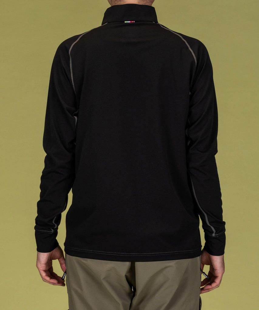 Phoenix Half Zip Long Sleeve Black Men's T-Shirt, (PH9900)