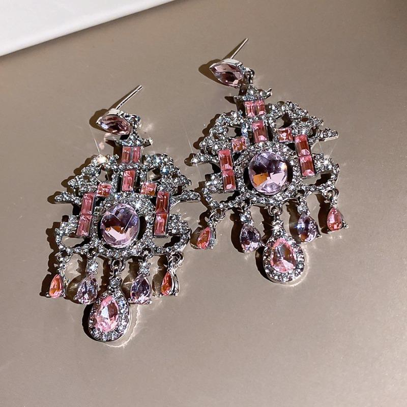 Princess on the Run~ Silver Needle Diamond Oval Water Drop Earrings Light Luxury Delicate Earrings Princess Style Earrings