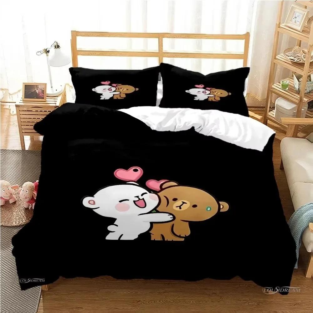 Comforter Cute Bubu Dudu Cartoon Bear Panda Bedding Set 3D Printed Suitable For Bedroom Kids Home Textile