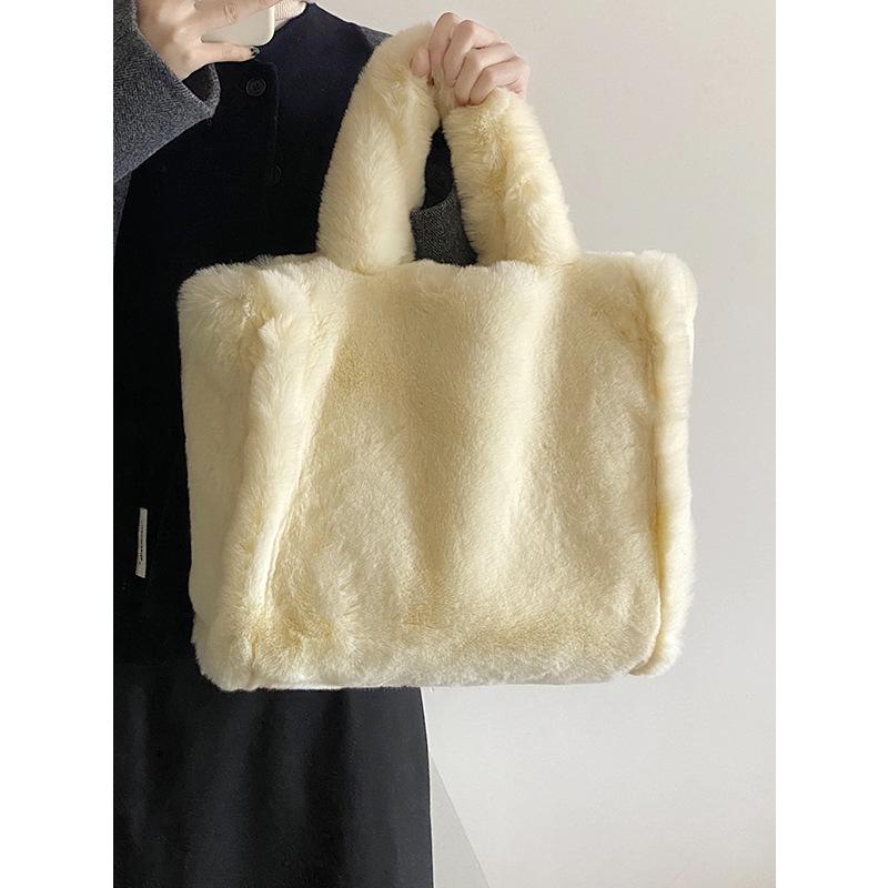 Winter Plush Bag Women's Plush Bag Hand-held Tote Bag Large Capacity Shopping Bag 2025 New Fashion Shoulder Bag