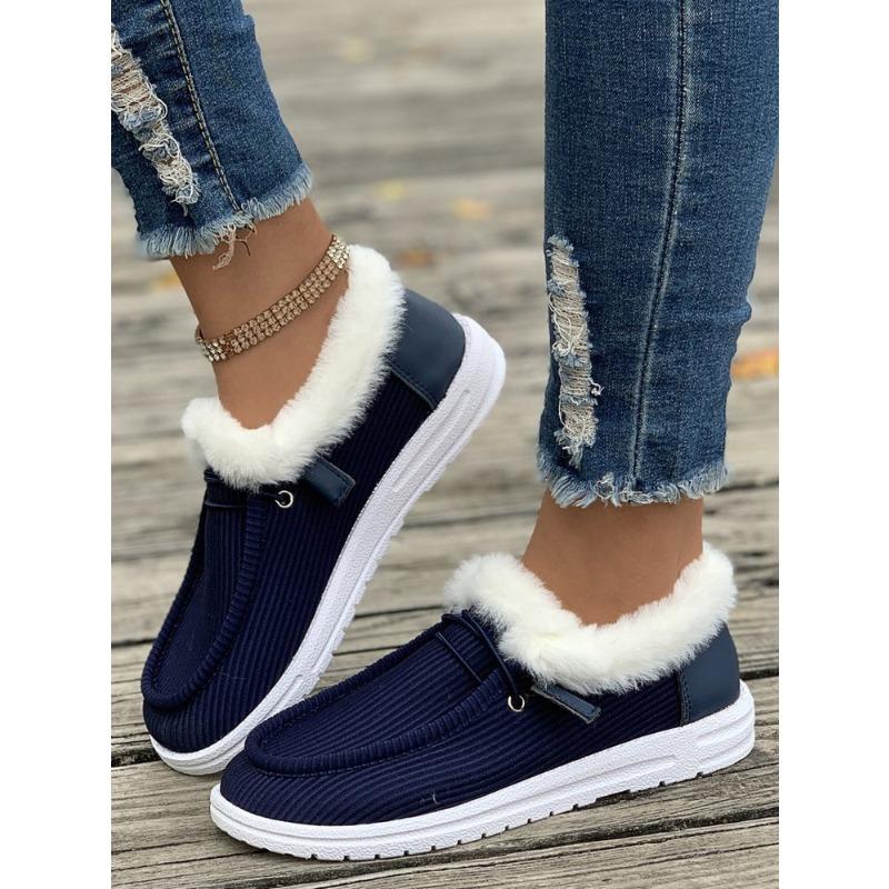 Large size cotton shoes for women's autumn and winter new velvet thickened one-pedal snow boots for women