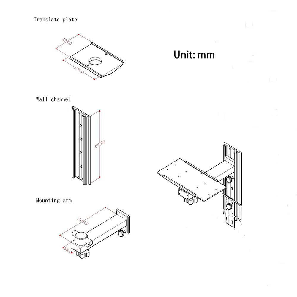 Wall Mount for Monitor, Without Storage Basket, Aluminum Alloy Straight Arm Wall Mount, Device Monitor Stand