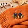 Lightweight Cartoon Earrings Halloween Black Cat Pumpkin Dangle Earrings, Cute Animal Drop Jewelry Holiday Costume for Women Girls, Novelty Gift Party