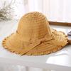 Women's Summer Sun Hat with Bow Folding Large Cornice Hat Sun Protection Hat