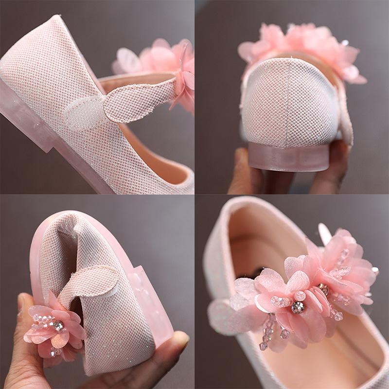 Lente Zomer Meisjes Jurk Prinses Leren Schoenen Kant Glanzende Bloem Zachte Zool Flats Optreden Feest Wit Bruiloft Sandalen