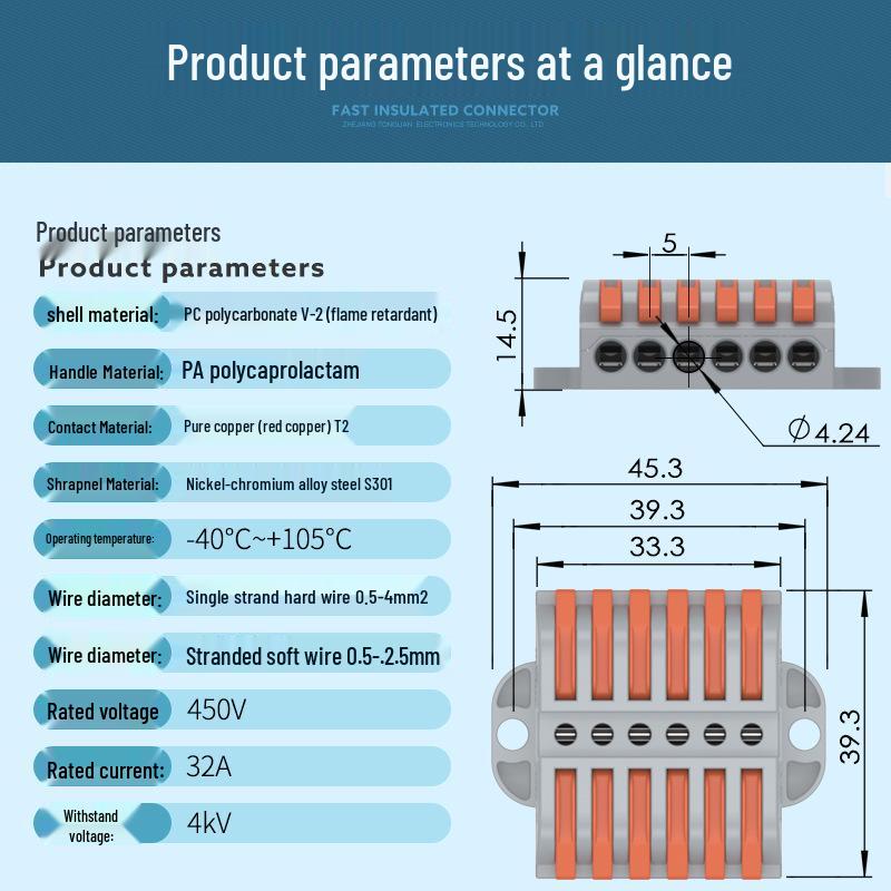 Unitek PCT-222 Multi-in/Out Quick Wiring Terminal for Soft and Hard Wire