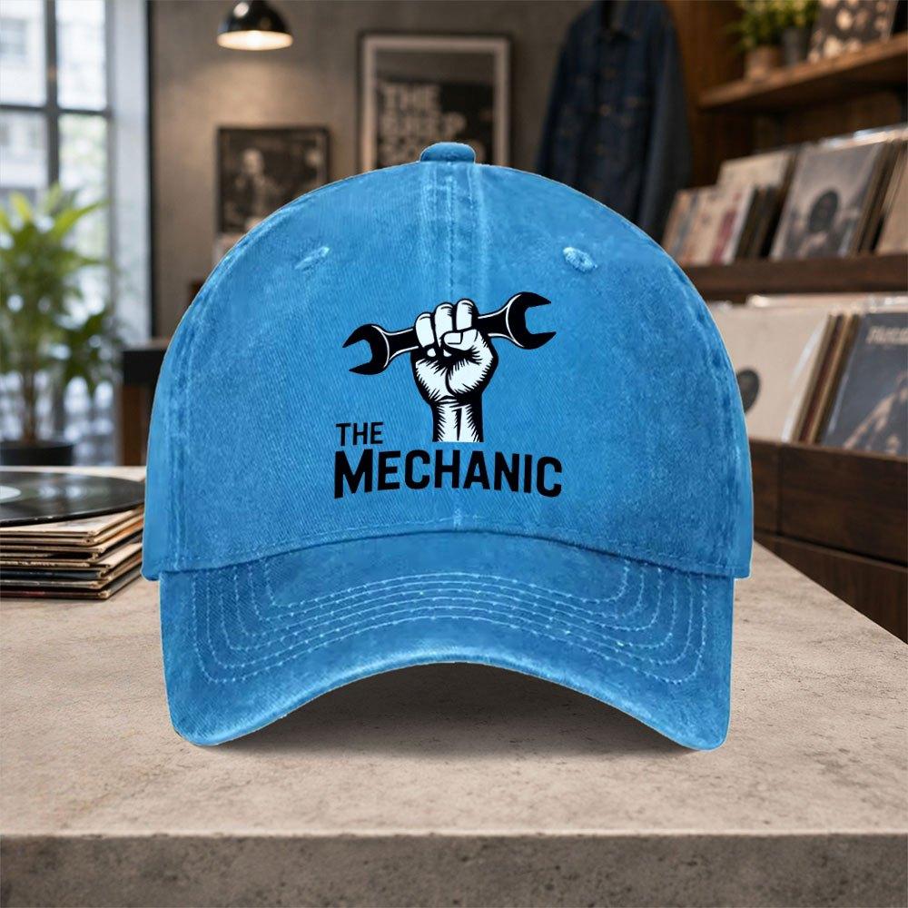 Mechanic Craftsman Printed Washed Baseball Cap Unisex Adjustable Retro Casual Hat For Outdoor Daily Wear Gift