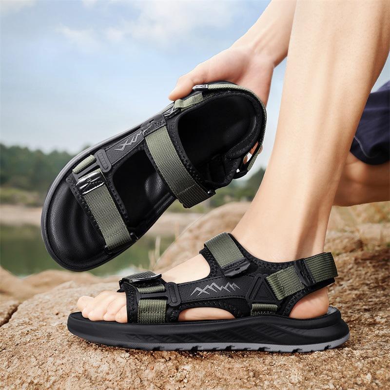 Summer New Sandals Korean Version Fashion One-word Beach Shoes Men's Outdoor Non-slip Wear-resistant Breathable Versatile Casual Shoes