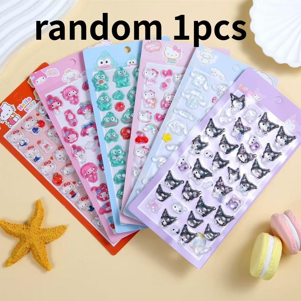 3D cartoon cat relief stickers, Sanrio black rice melody aesthetic stickers, student stationery, party favors, classroom gifts
