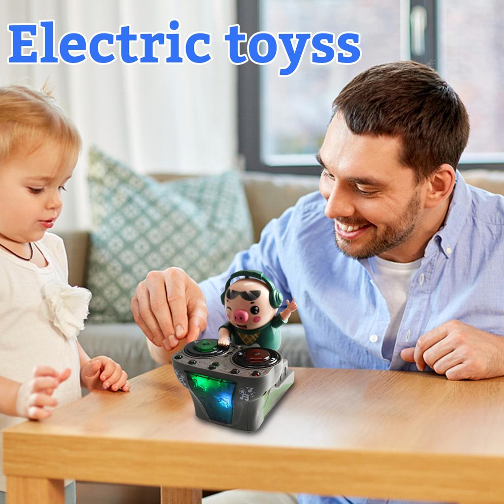 Electric DJ Disc Player Pig Swinging Bar Toy