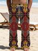 Casual men's printed loose straight trousers vacation beach pants men's European and American breathable