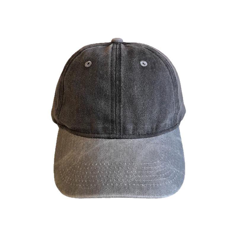 Retro Color-blocked Denim Brim Ponytail Baseball Cap Personality Curved Brim Sports Hip Hop Style Baseball Cap Adjustable