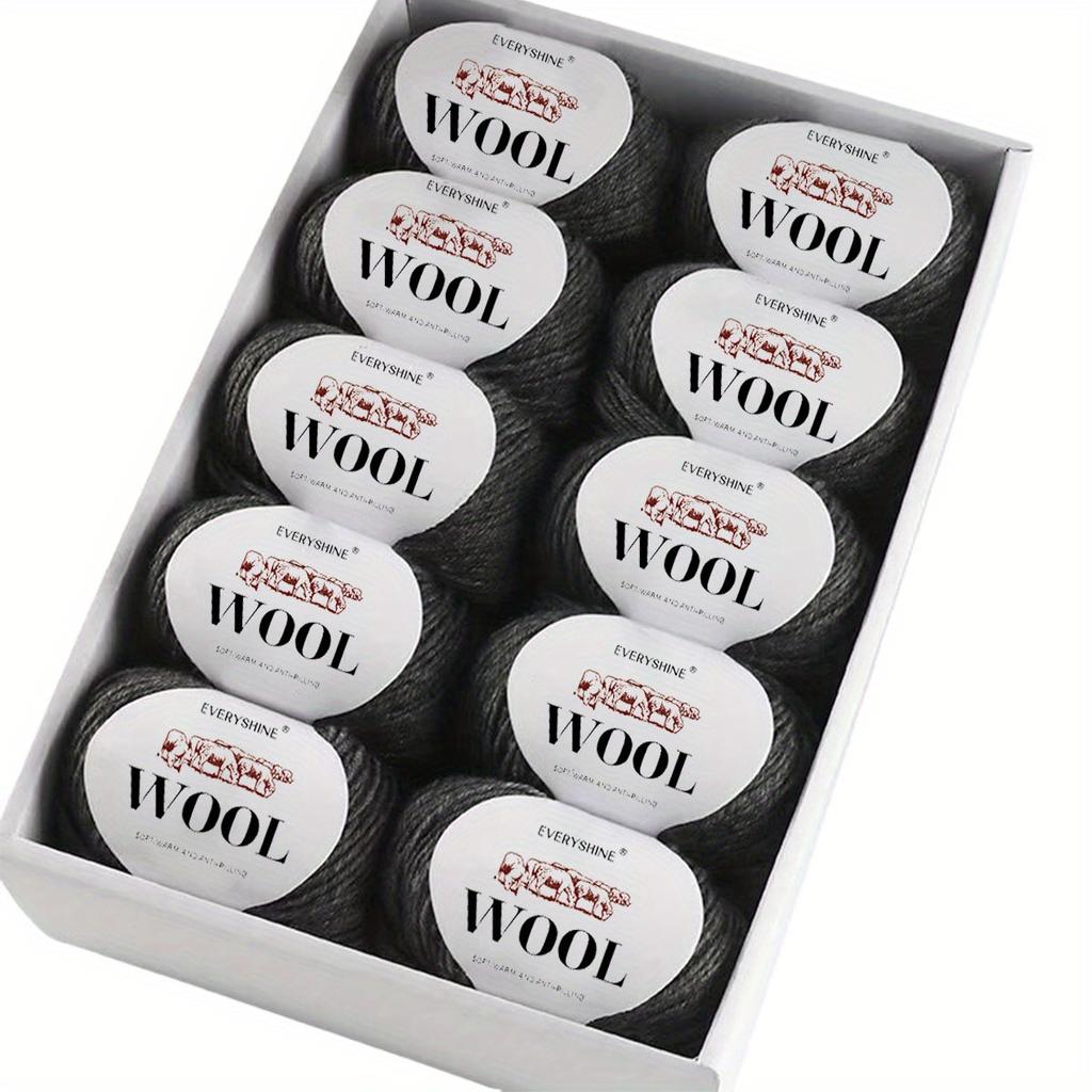 10-Pack Wool Blend Yarn Medium-Fine 80% Wool 20% Polyester Multi-Color Assortment for Knitting & Crochet Soft & Warm 500g Total