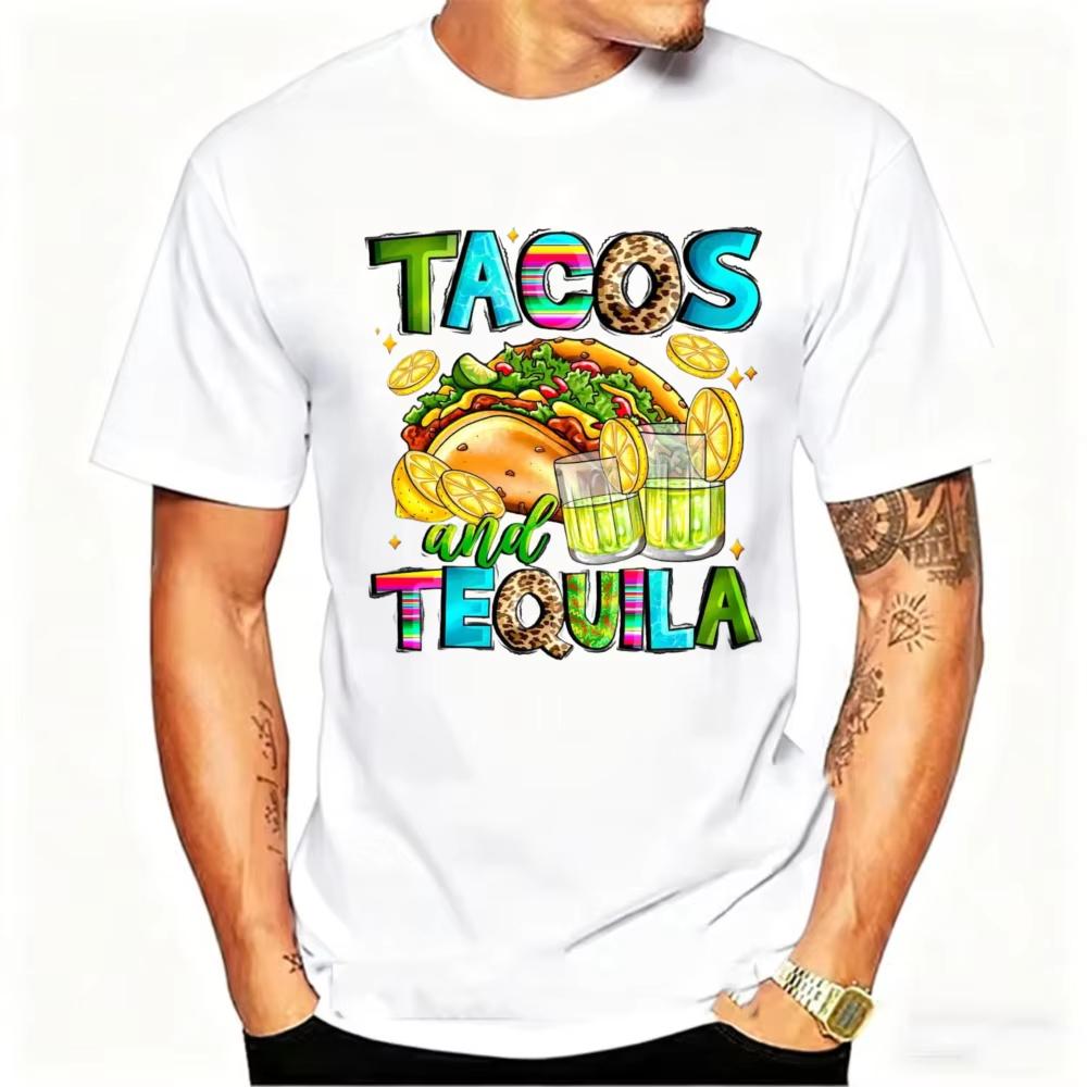 Tacos And Tequila Shirt Mexican Fiesta Party Nacho Lover Happy Cinco De Mayo 5th Of May Tee Festival Gift Printed Tshirt Tops