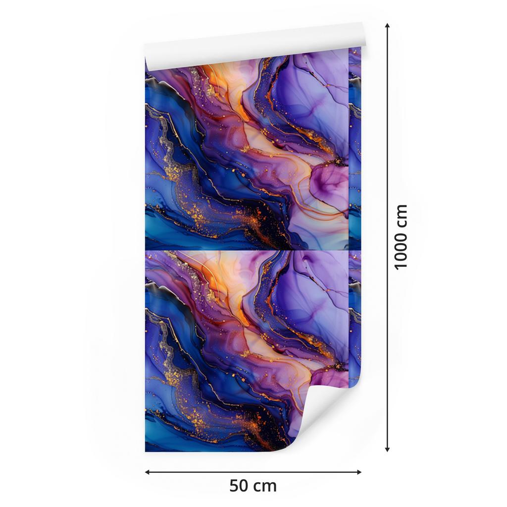 Wallpaper Ink blue, violet, navy blue and purple 50x1000