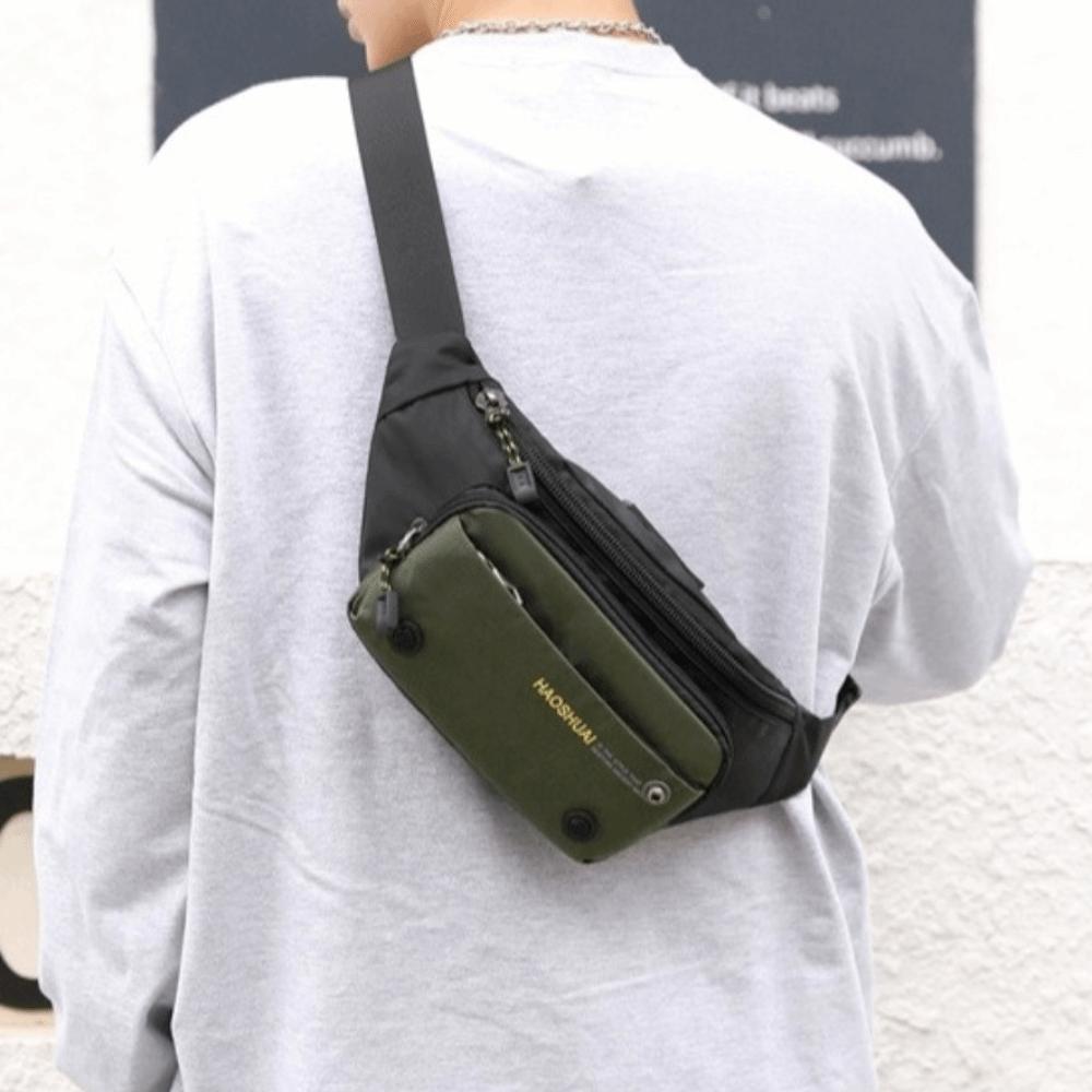 Multi-pocket Sports Fanny Pack Nylon Chest Bag Casual Men Waist Bag  Cycling