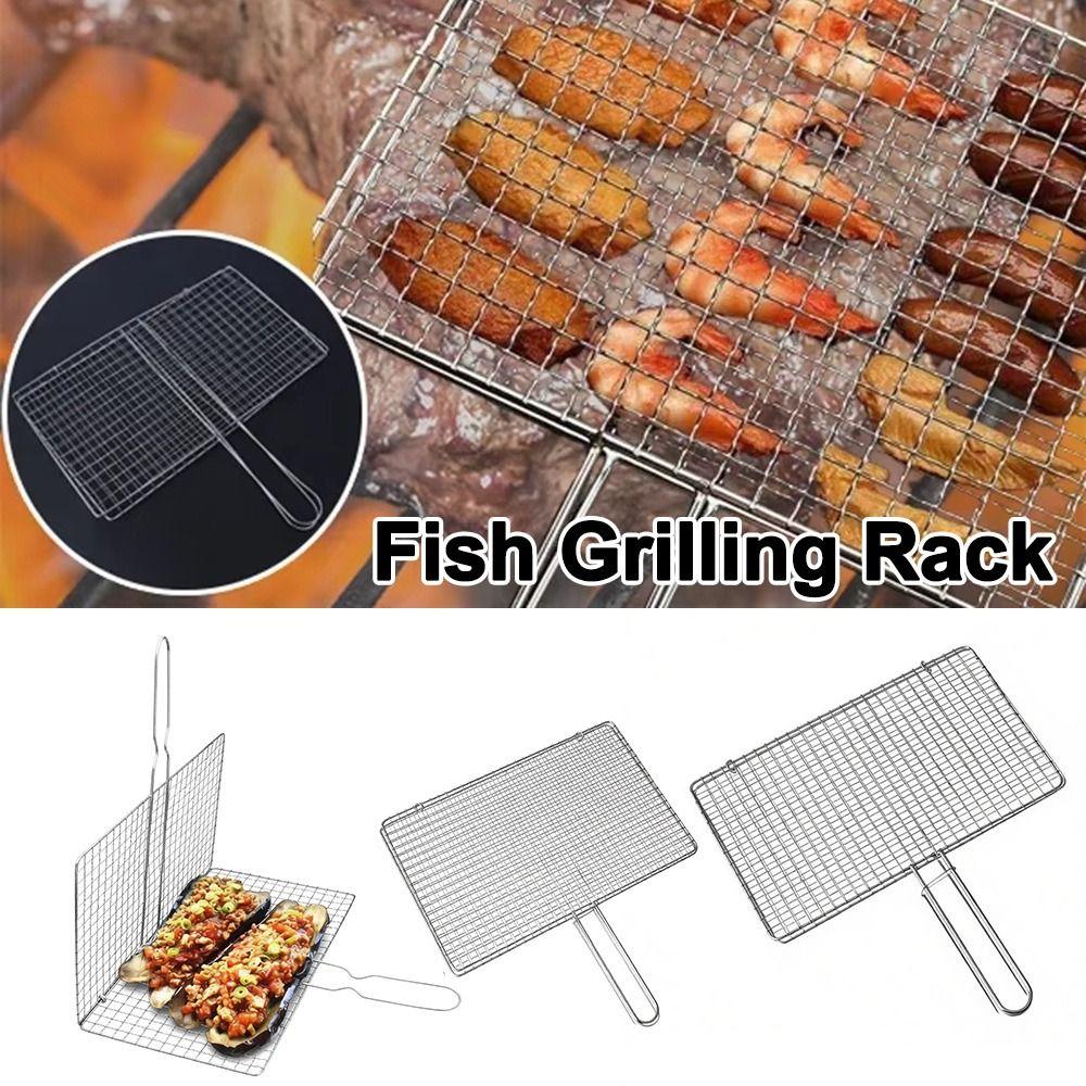 Stainless Steel Fish Grilling Rack Square Double-sided Meat Grilling Rack High Temperature Resistant Thickened Grilled Fish Net