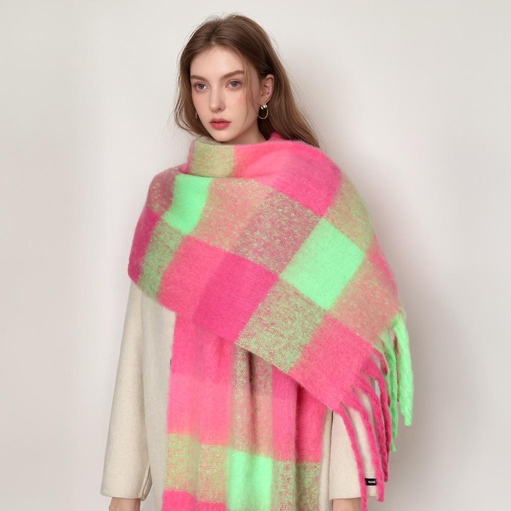 Winter Scarf Men Women Cashmere Warm Rainbow Hairy Pashmina Blanket Wraps Female Thick Soft Bufanda Tassel Shawl Poncho Echarpe