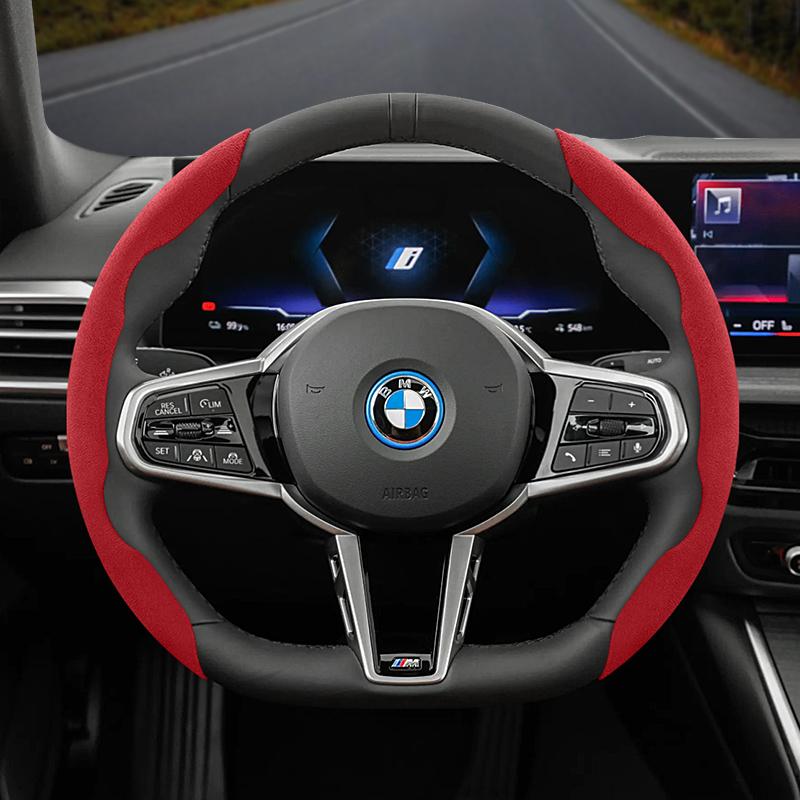 Suitable for Bmw Anti-Slip Buckle Segmented Suede Steering Wheel Cover Suitable for E46 F20 E87 E39 E91 G20 F31 E93 X3 E83 E61 m Serie 1 F30 X5 E90