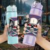 1PC Skull Mask Helmet Biker Theme Print 750ml Color Plastic Sports Water Bottle Leakproof Flip Straw Lid Suitable for Sports Office Home Use