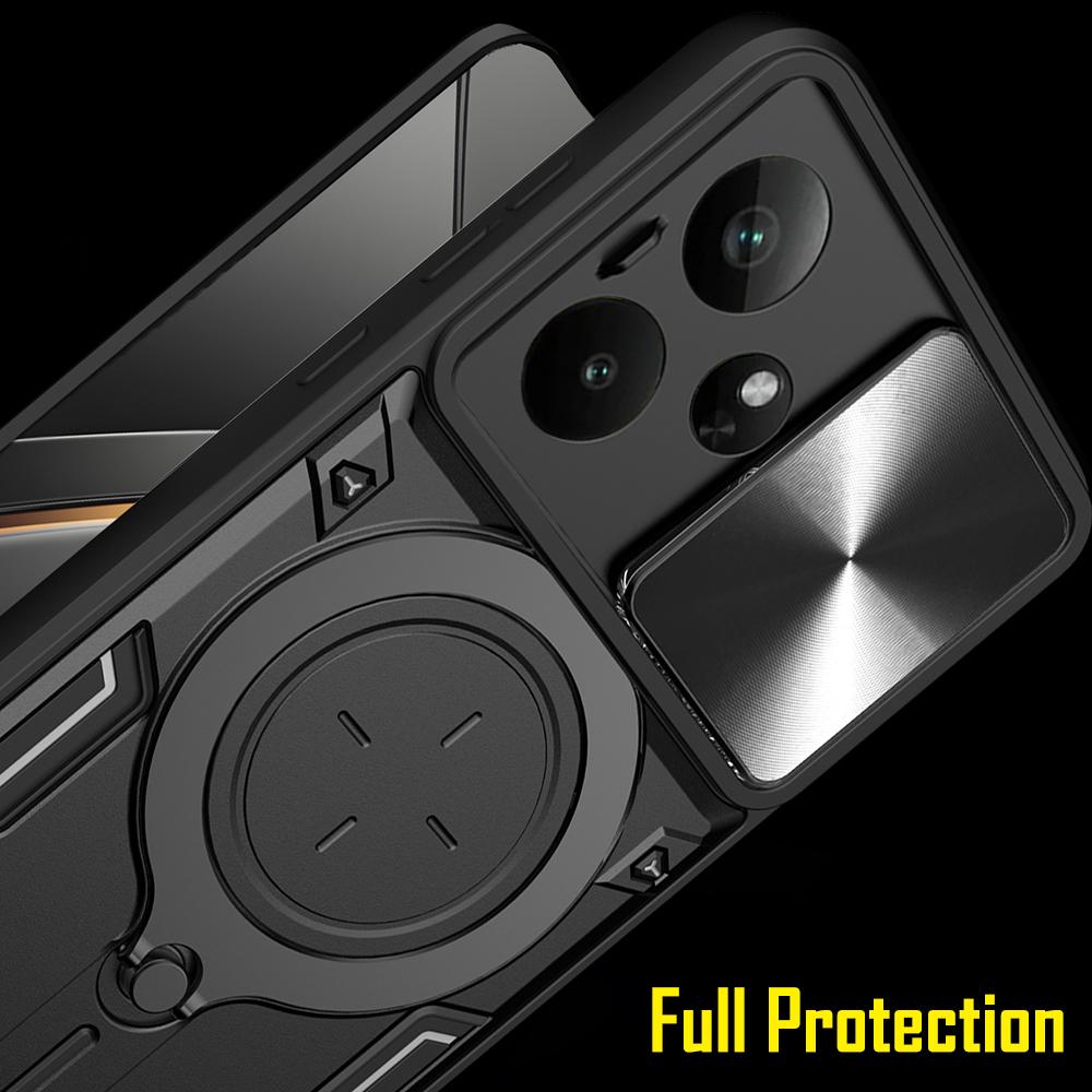 Slide Lens Armor Funda for OPPO Realme GT7 Case for Realme GT 7 Pro 6T Neo6 SE 5G Case Magnetic Ring Stand Holder Full Cover