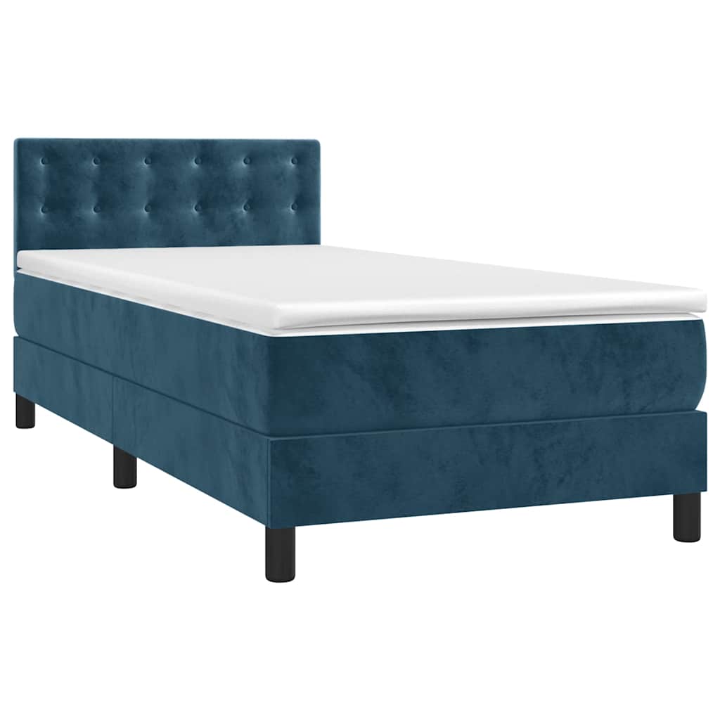 Vidaxl Letto Continentale, Materasso E LED, Velluto Blu 80X200 Cm