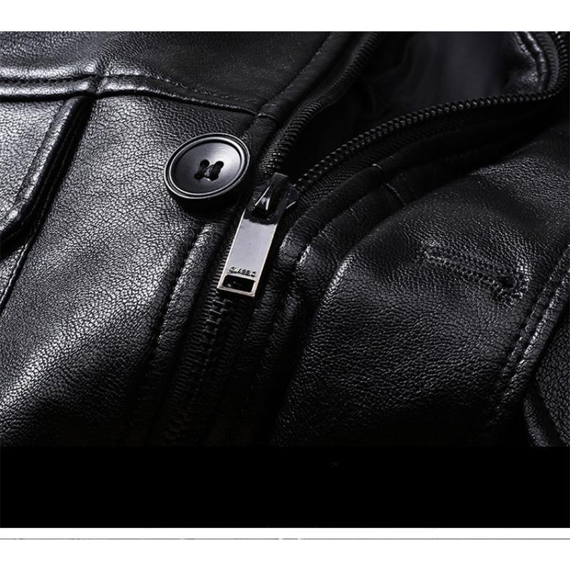 Genuine Leather Jacket Men's Casual Thickened Short Lapel Down Jacket Jacket Plus Cashmere Sheepskin Jacket Winter