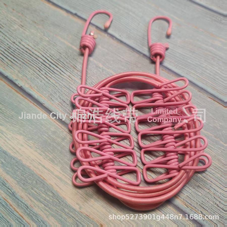 

Portable Outdoor Clothesline Travel Home 12 Clips Windproof Sun Drying Rope Colorful Elastic Rope 180-320cm