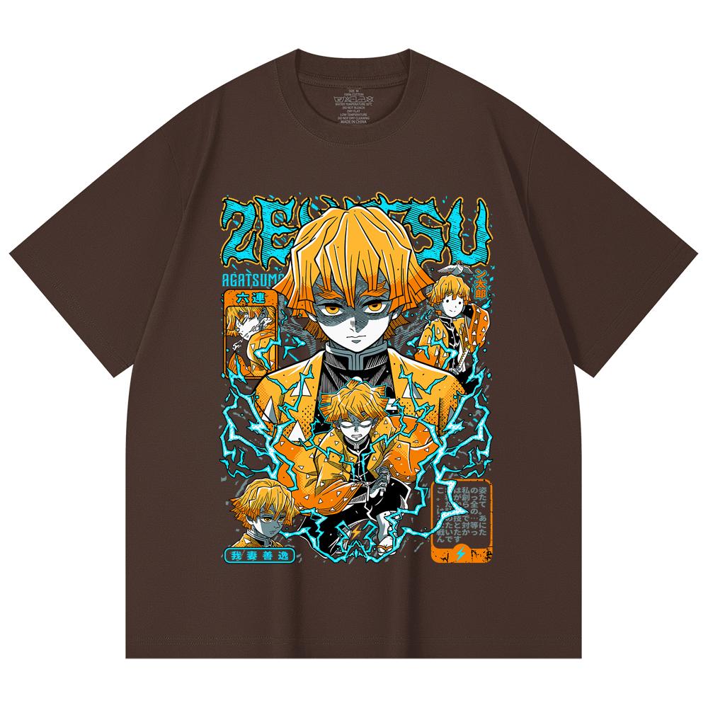 230 Gsm 100% Cotton Demon Slayer V100 Zenitsu Print Unisex Heavy Cotton T Shirt