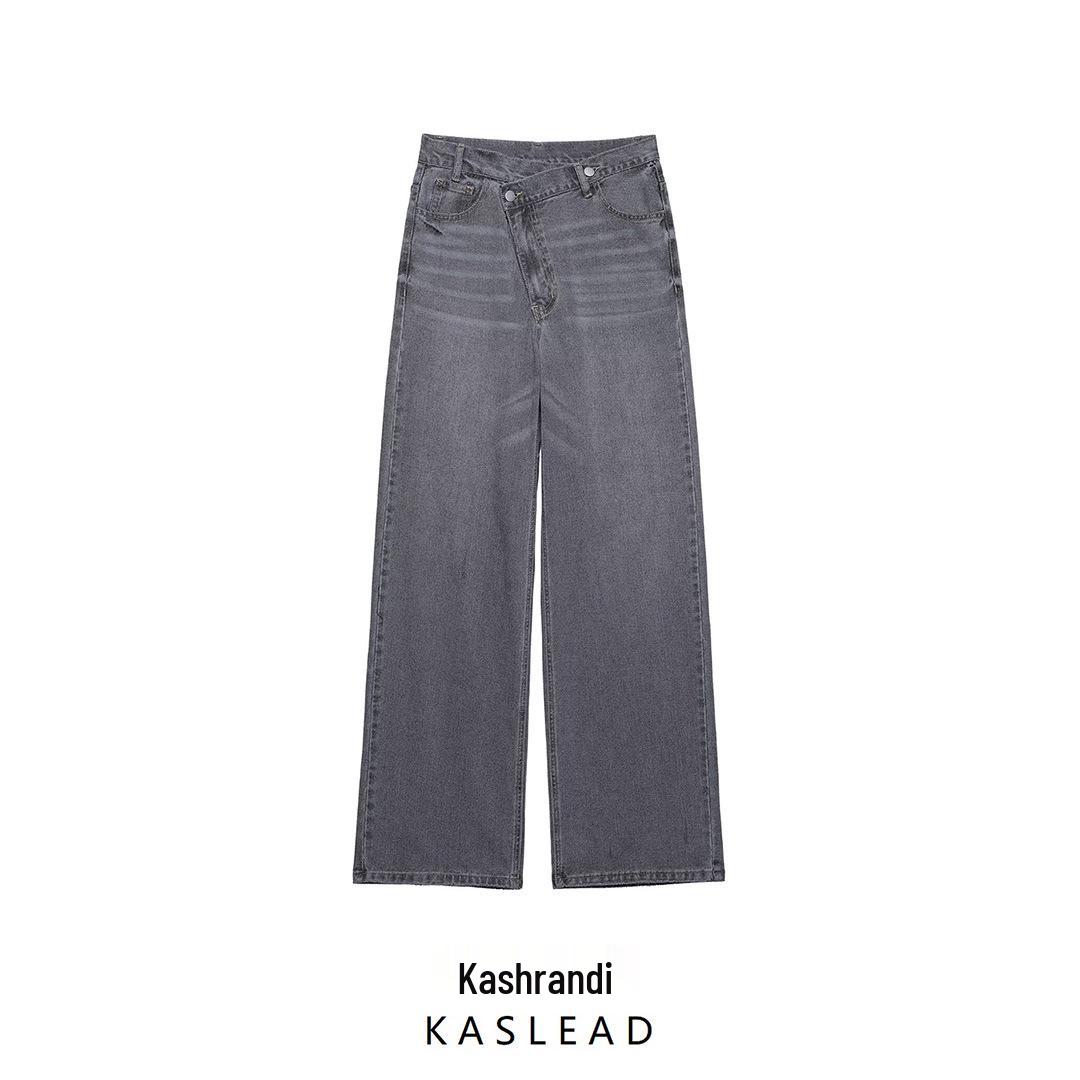 

Spring 2025 Women s European & American Double-Breasted High Waist Wide Leg Jeans Large