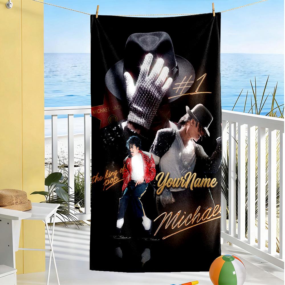 Michael Jackson Customized Name Beach Towel Super Soft Microfiber Quickdry Fabric Portable for SwimmingBeachCamping Travel Beach AccessoriesGym
