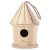 Wooden Bird House DIY Natural Wooden Round Shaped Hanging Bird Nest for Outdoor Garden