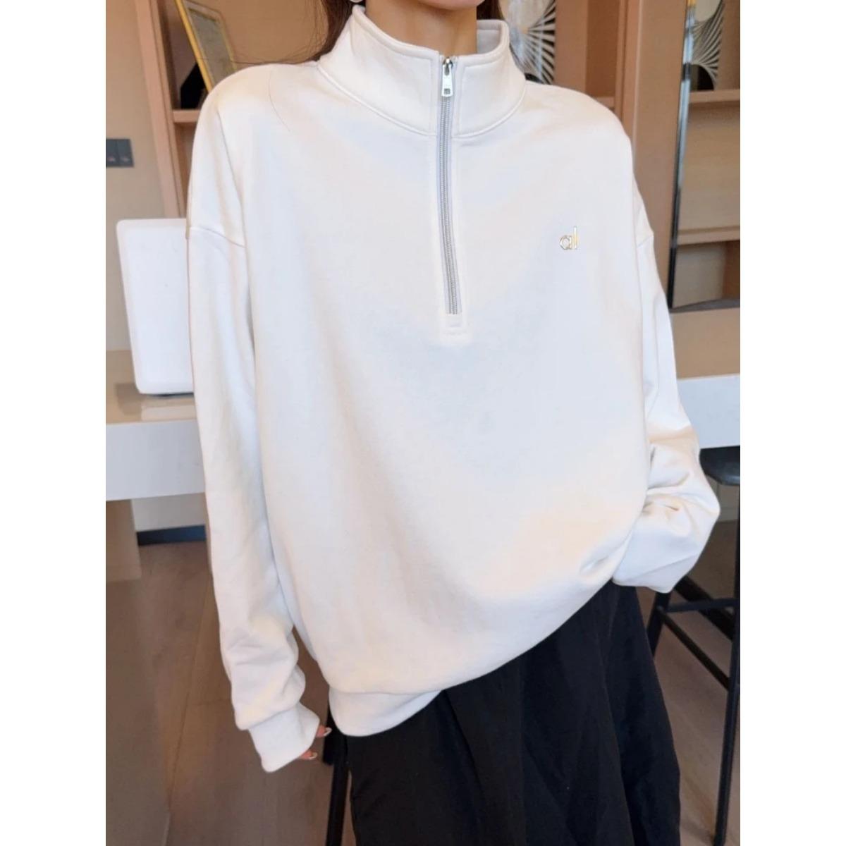 Autumn Sports Hoodies Women Fitness Stand-up Collar Long-sleeved Sweatshirts Top Cotton Casual Overzise Gray Zip Up Hoodie Women S