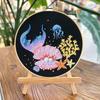 Ocean Scenery DIY Stamped Embroidery Stitches Practice Kit 30x30cm Embroidery Starter Kit with 20cm Embroidery Hoop for Adults