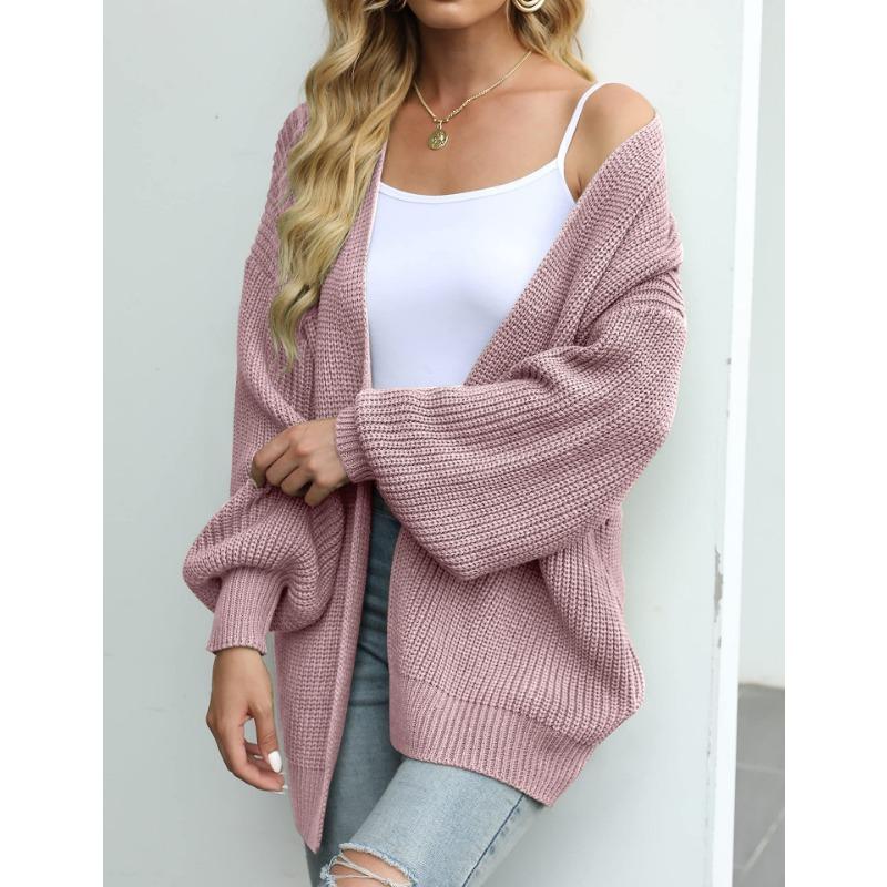 Fashion lantern sleeve women's sweater cardigan 2025 autumn and winter new unbuttoned sweater women's jacket thickened