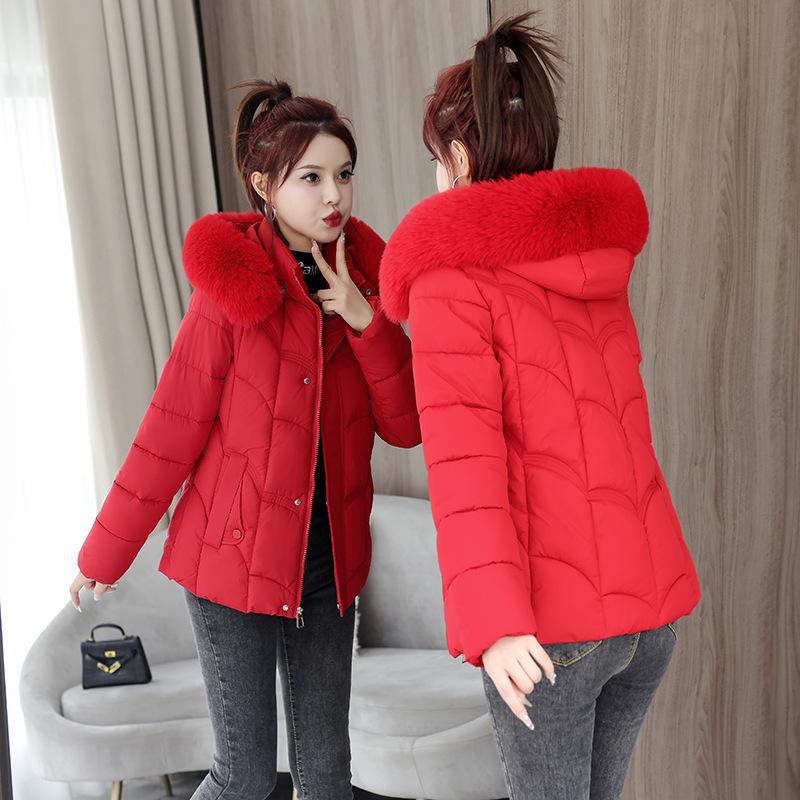 Down Cotton Jacket Women's Short 2026 New Winter Korean Version Loose Thickened Fur Collar Cotton Jacket