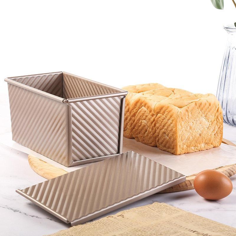 Räfflad brödform med lock – Form för bakning av bröd och toast, Bakverktyg för ugn, Non-stick bakform