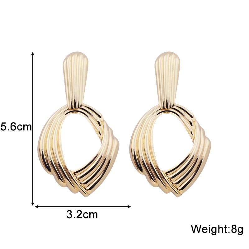 Exaggerated Geometric Irregularity Smooth Metal Twist Pendant Earrings for Women Temperament Jewelry