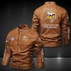 Thin Hot Sale Viking Team Vintage Slim Fit Washed Old Leather Jacket Rugby Motorcycle Jacket