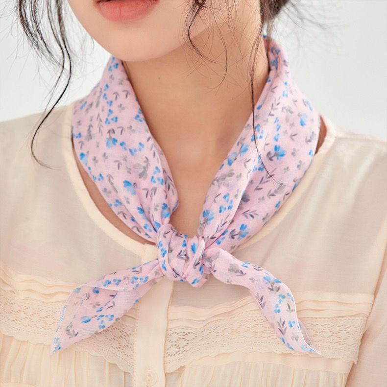 Silk Scarves, Women's Flower Shaped Square Scarves, Breathable In Spring and Summer, Wrapped In Head, Sun Protection, Neck Protection Scarf