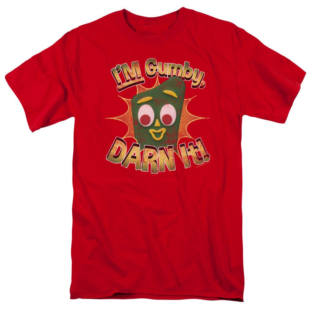26 Gumby Darn It Logo T Shirt Mens Licensed Classic TV Show Red Unisex T-Shirt XXXL