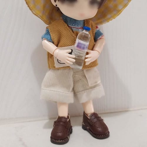 HIGHAWK Shoes for 11cm Body, OB11 Size, Obitsu 11 Obitsu Doll, Leather Shoes, Japanese Style (Black)