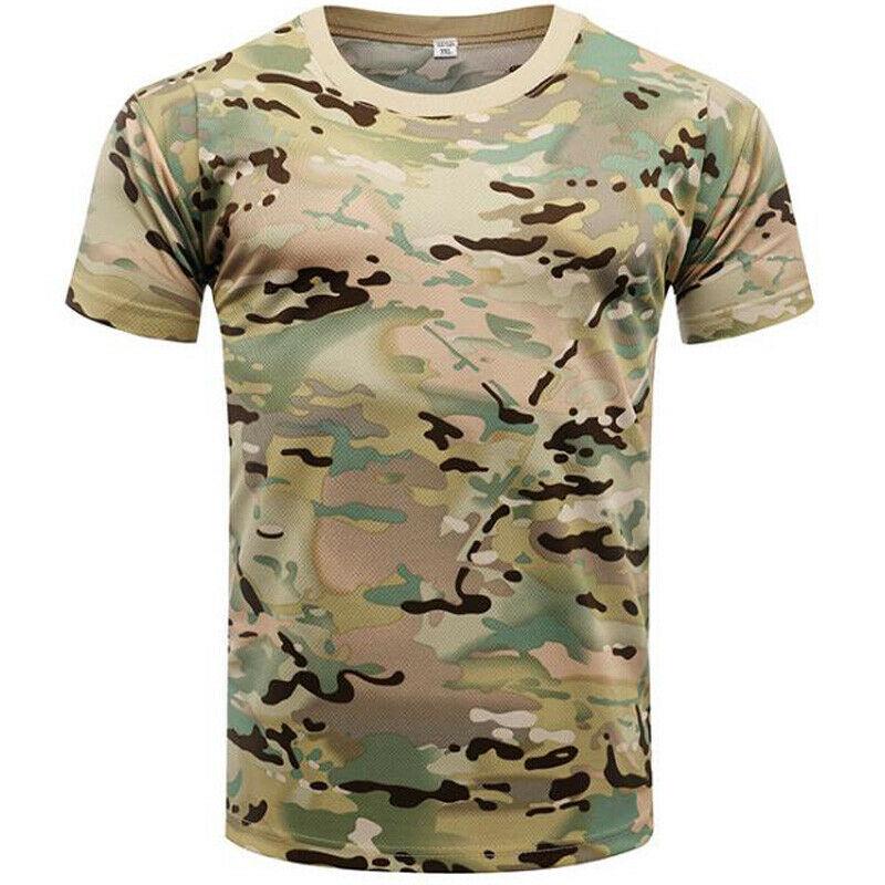 Men's 3D Printed Short Sleeve Military Camouflage T-shirt Casual Round Neck Camouflage Top Street Fashion